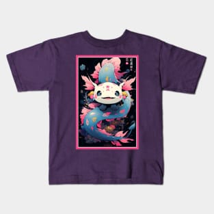 Cute Axolotl Anime Art Design | Cute Animals | Axolotl Hentaii Chibi Kawaii Design Kids T-Shirt